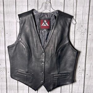Xpert black 100% leather performance motorcycle vest size XL